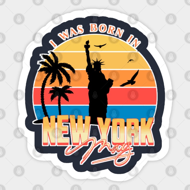 May was born in new york retro Sticker by AchioSHan